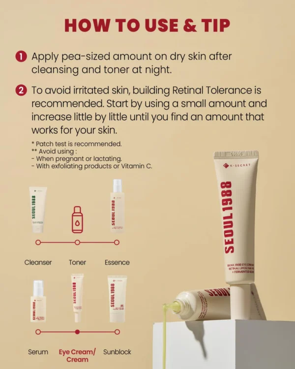 K-Secret Seoul 1988 Eye Cream : Retinal Liposome 4% + Fermented Bean 30ml - Image 6
